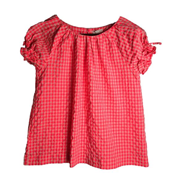 Crew Cuts Bright Gingham Plaid Blouse Kids 12 - Picture 1 of 7